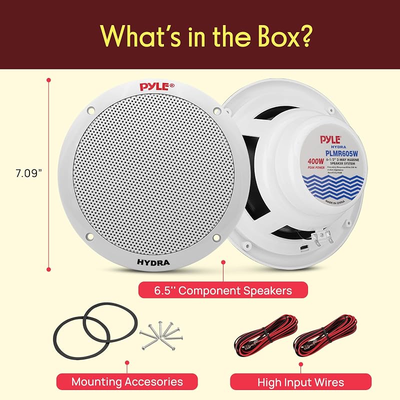 Altavoces marinos 6.5 pulg 2 vías 400W impermeables