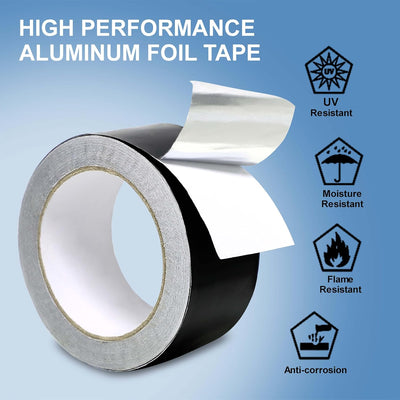 Cinta aluminio negro 2x65pulg 3.94mil resistente HVAC