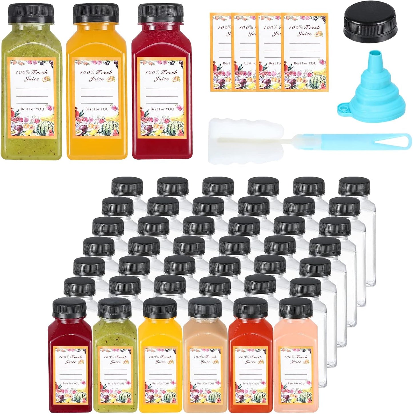 45 Botellas Plástico 8oz Tapas Herméticas Reutiliz.
