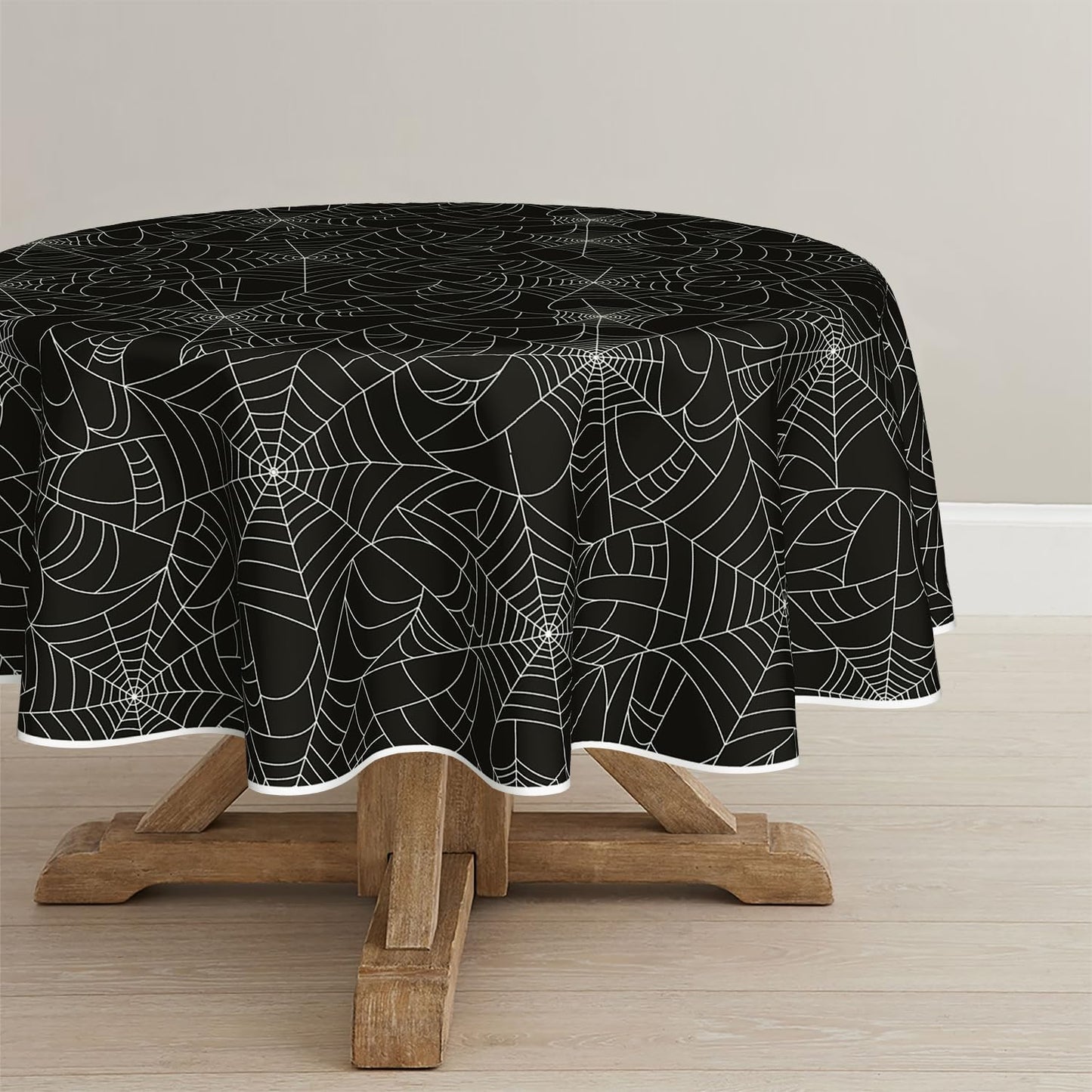 Mantel Halloween 70x70pulg tela telaraña lavable