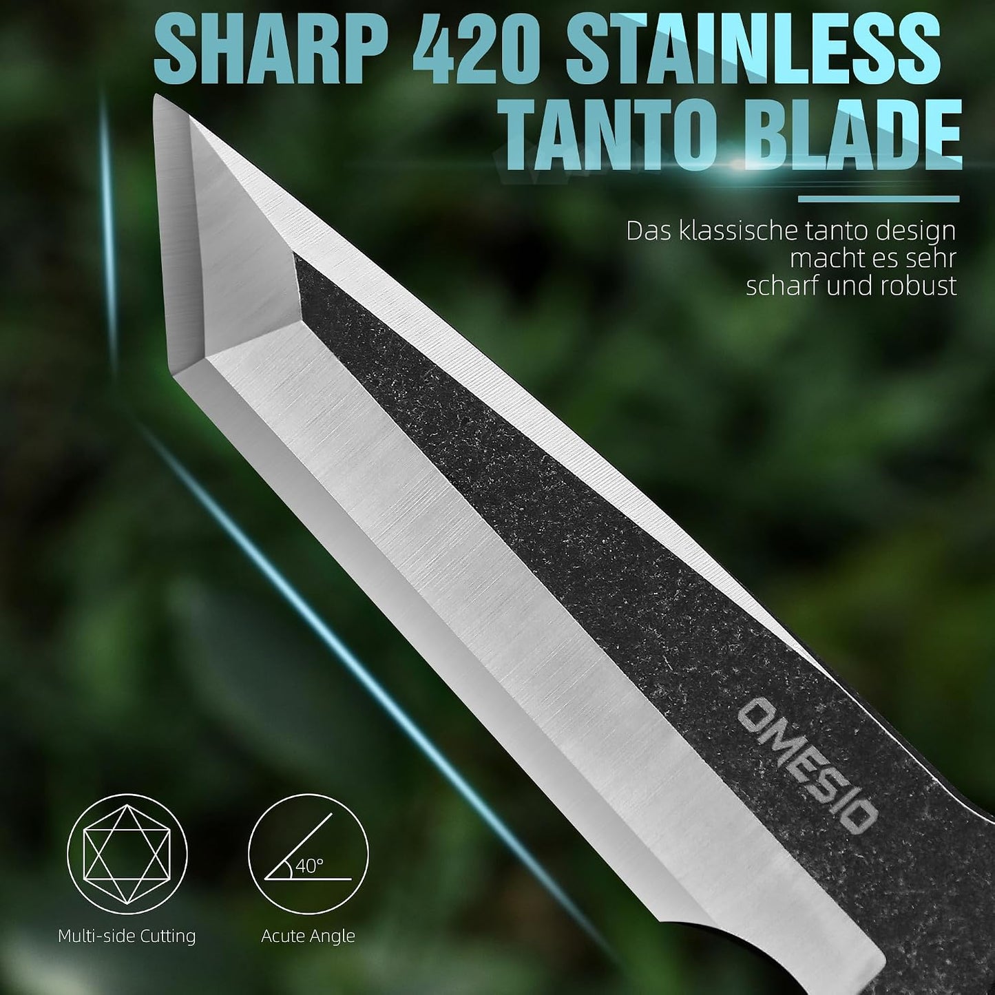 Cuchillo supervivencia acero 420 G10 funda Kydex negro