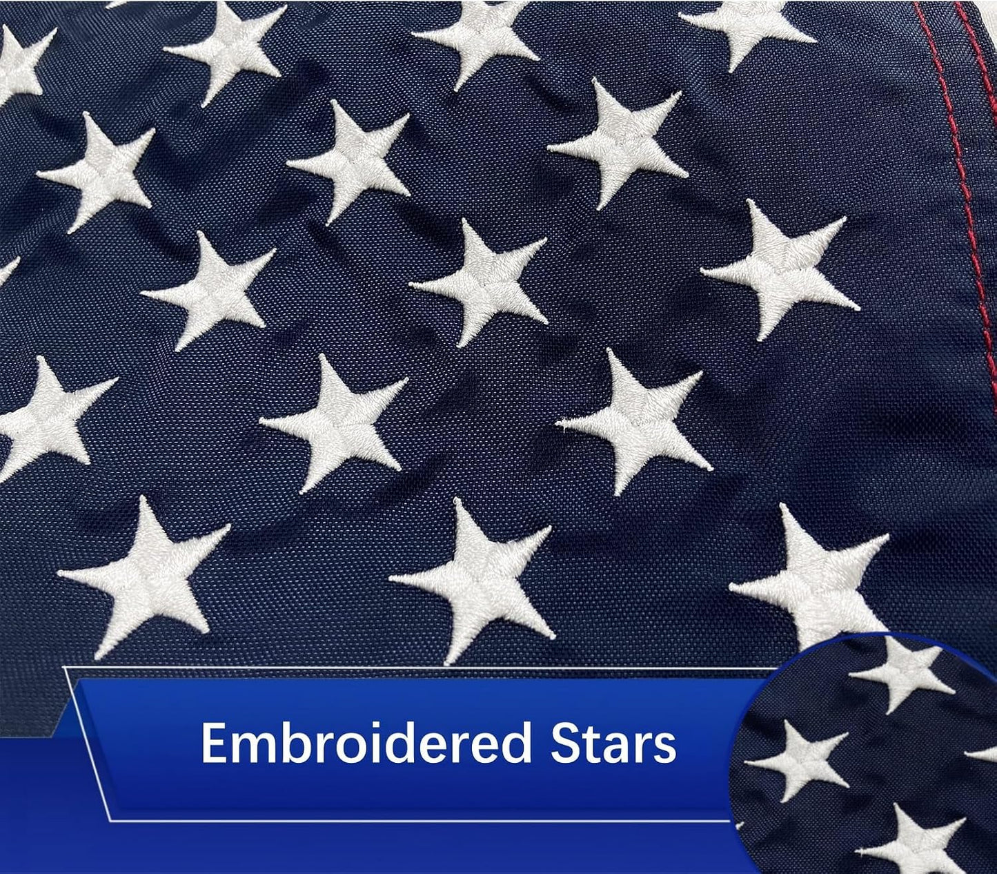Bandera USA 16x24" bordada estrellas resistentes