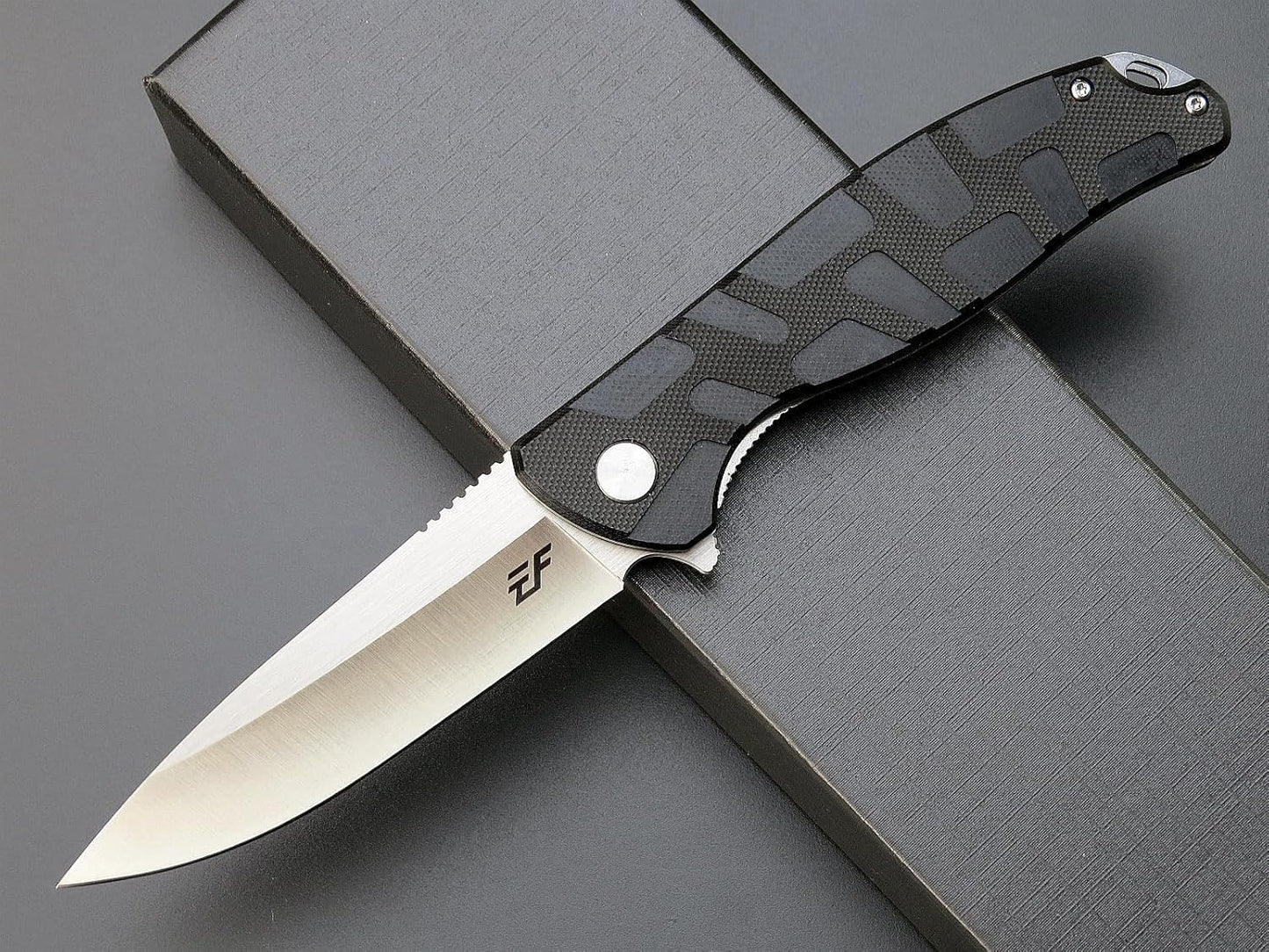 Cuchillo plegable D2 acero G10 mango EDC camping negro