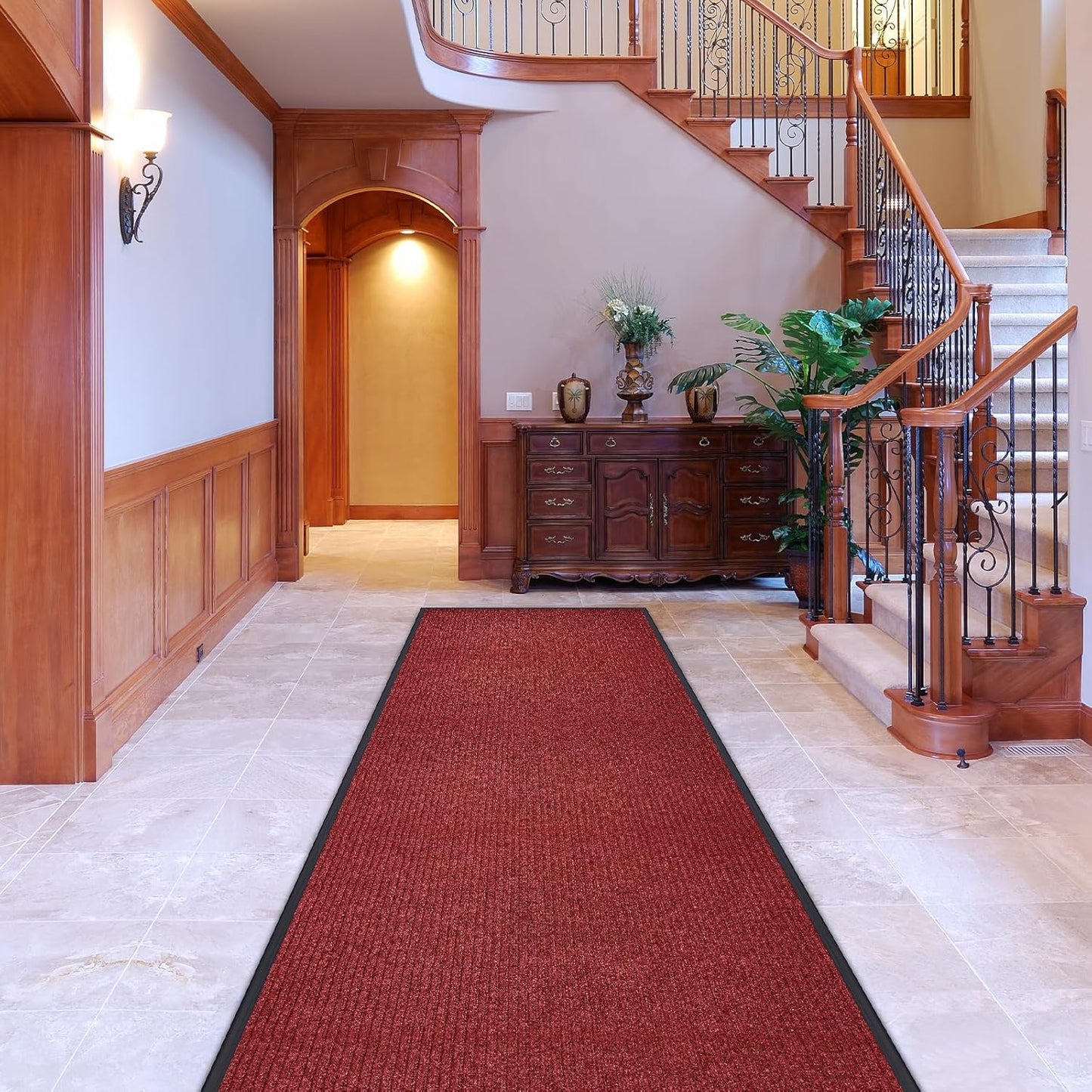 Alfombra pasillo 3x10ft antiderrap goma rojo