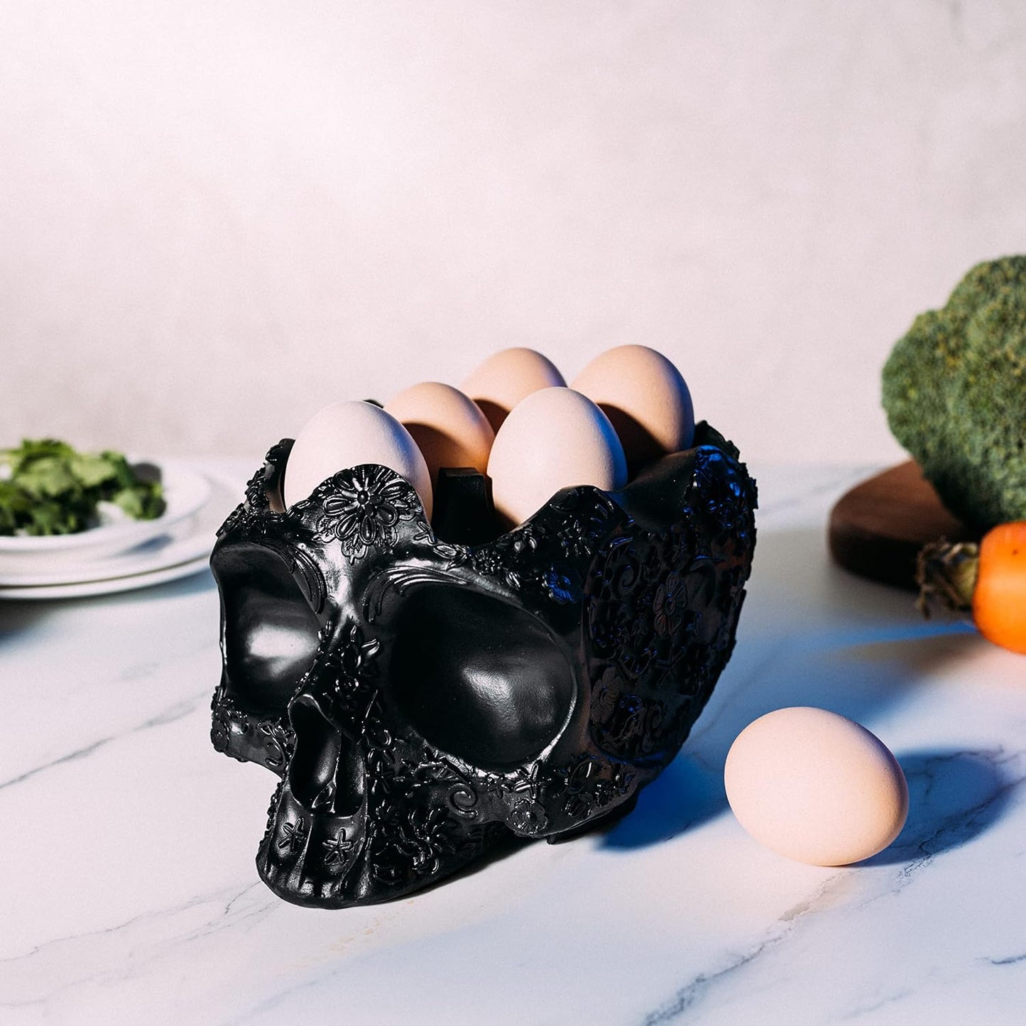 Bandeja huevos calavera 6" media docena almacenamiento