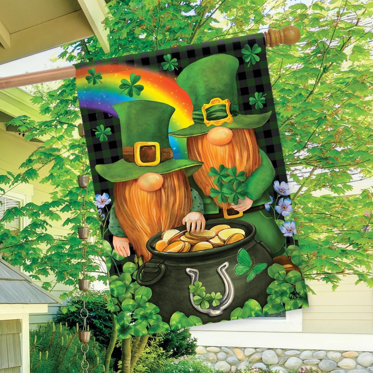 Bandera San Patricio Gnomos Irlandeses 28x40pulg
