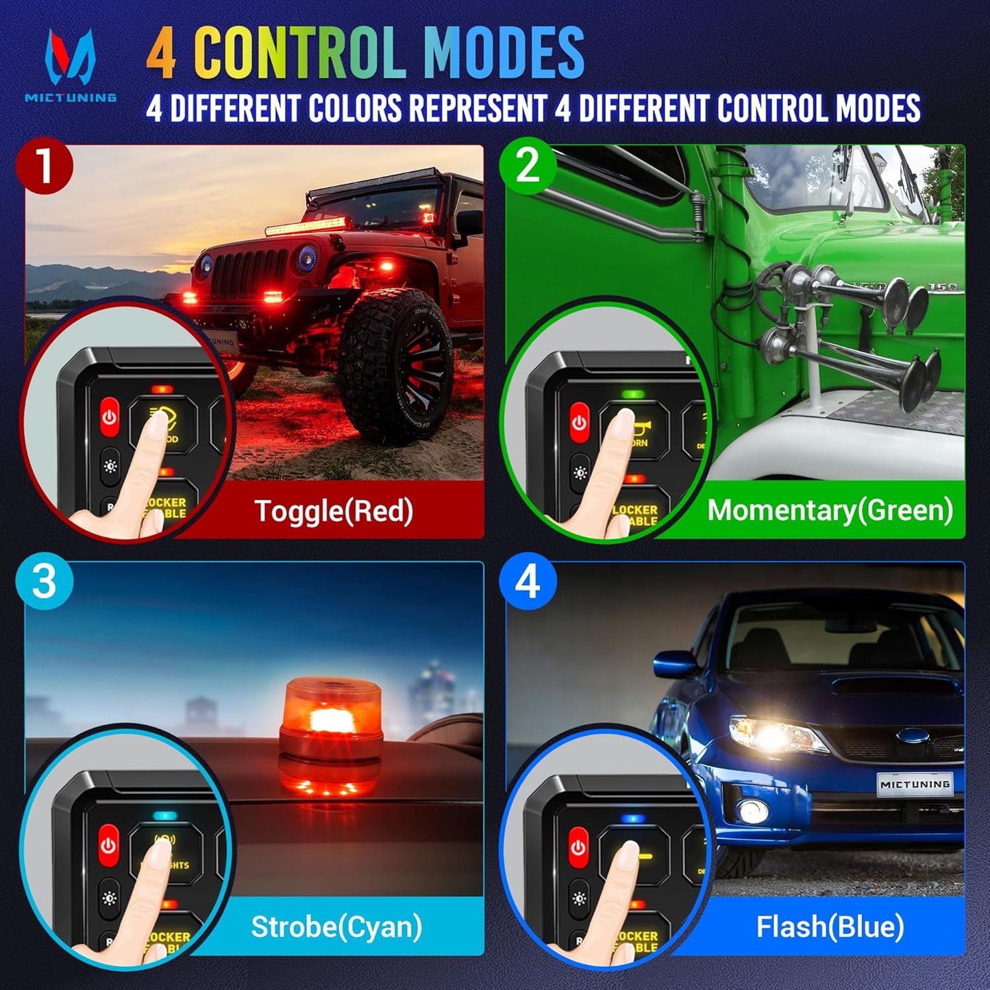 Caja interruptor táctil LED para coche universal con