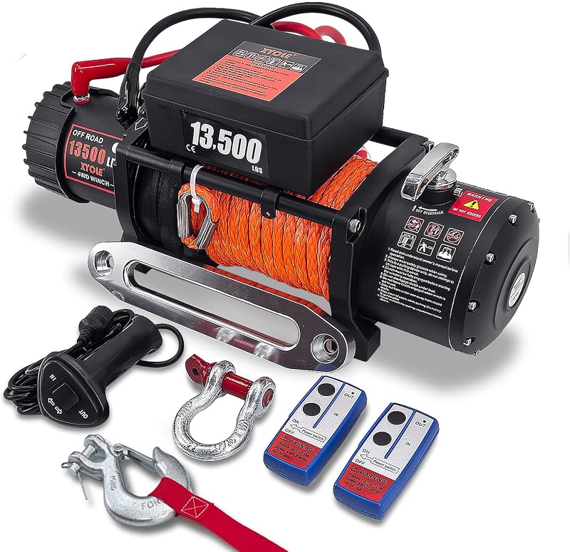 Cabrestante eléctrico 12V 13500lbs cuerda sintética