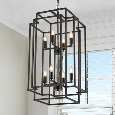 Lámpara colgante 8 luces forma escalones metal negro