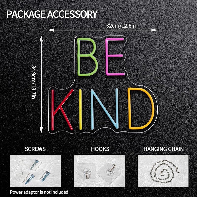 Letrero neón «Be Kind» para decoración pared dormitorio