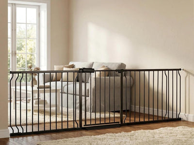 Puerta seguridad bebés y perros 86-104pulg metal negro