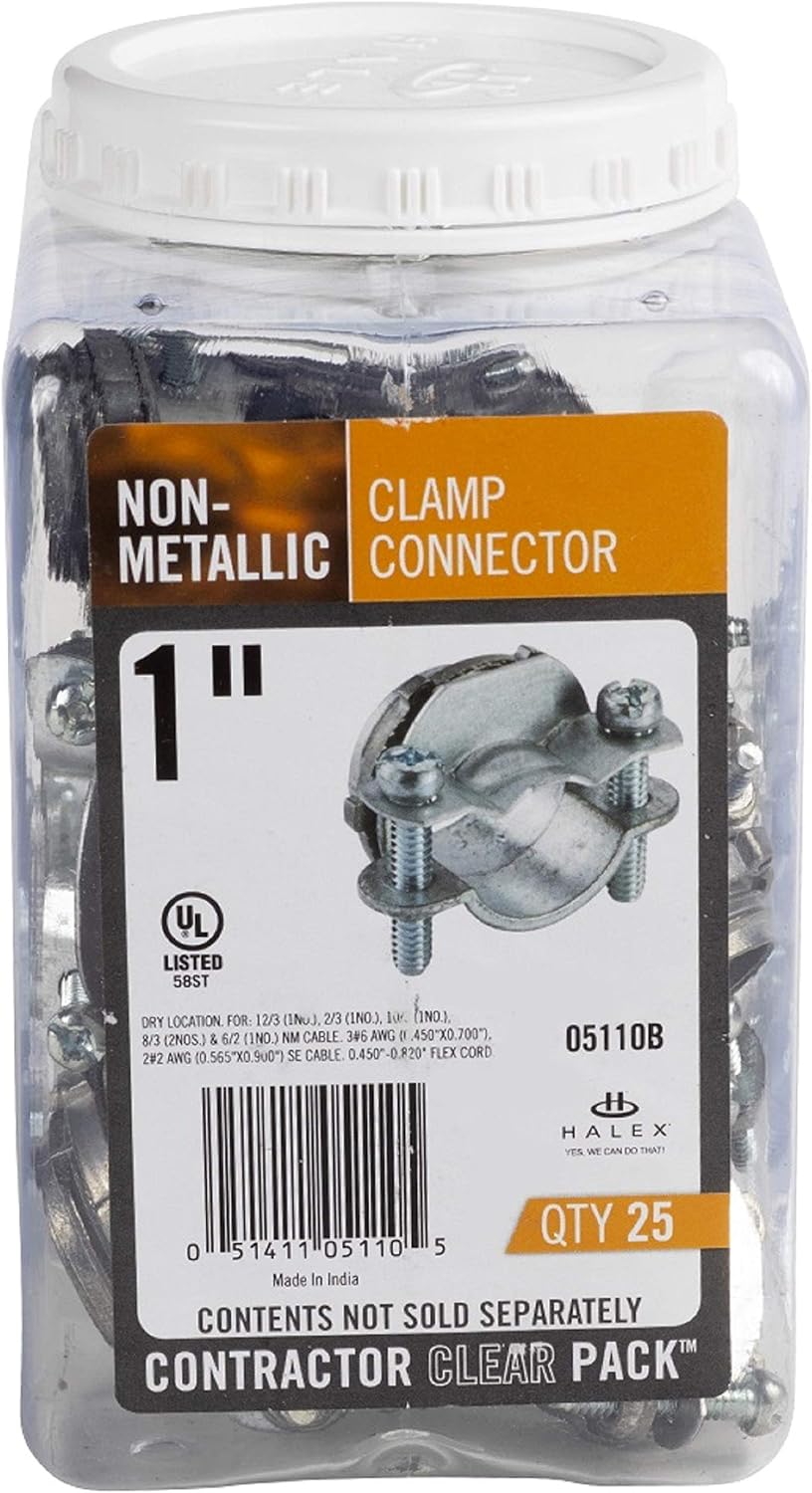 Conector abrazadera no metálico 1pulg 25 pzas color plata