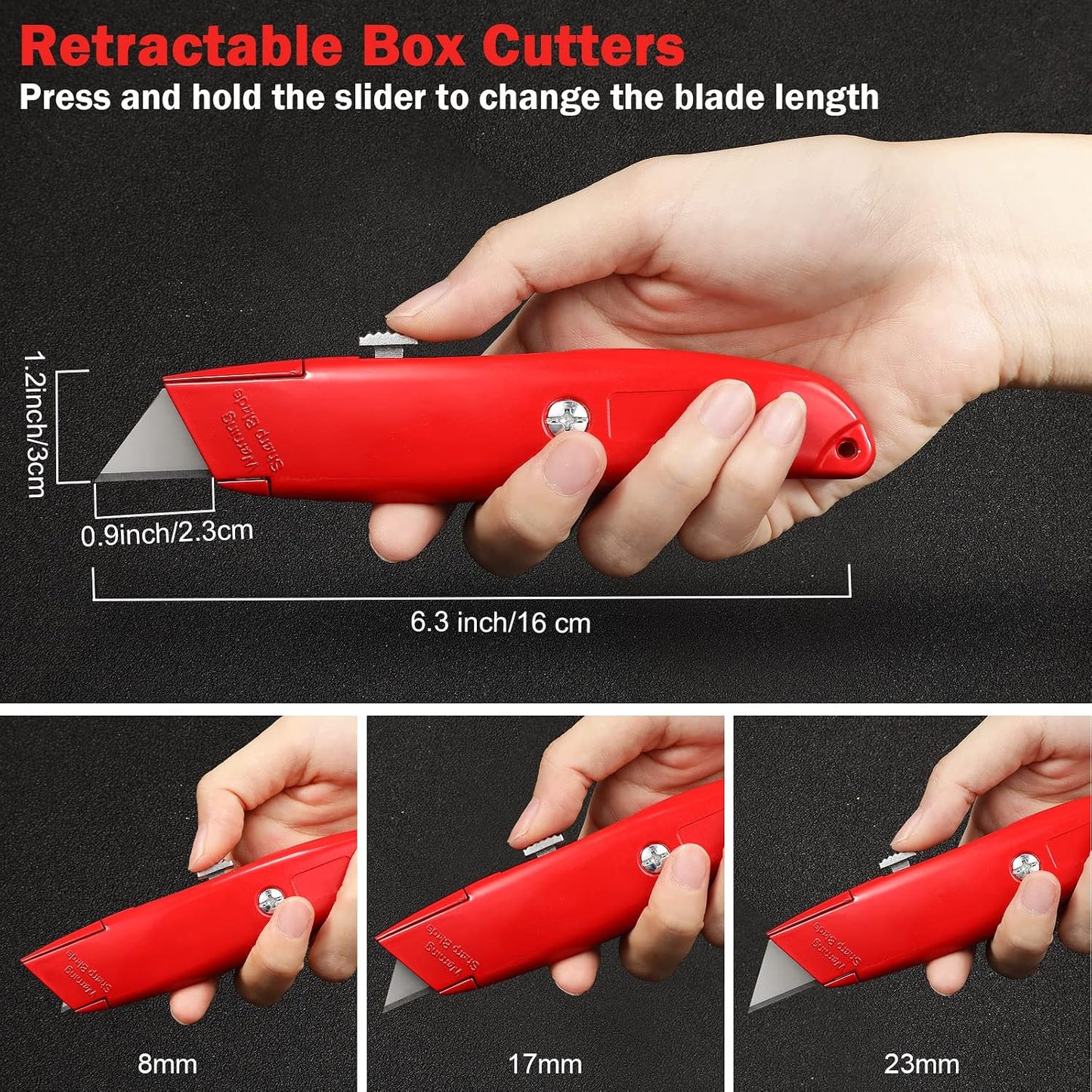 Cuchillo utilitario hoja retráctil aluminio 30uds negr