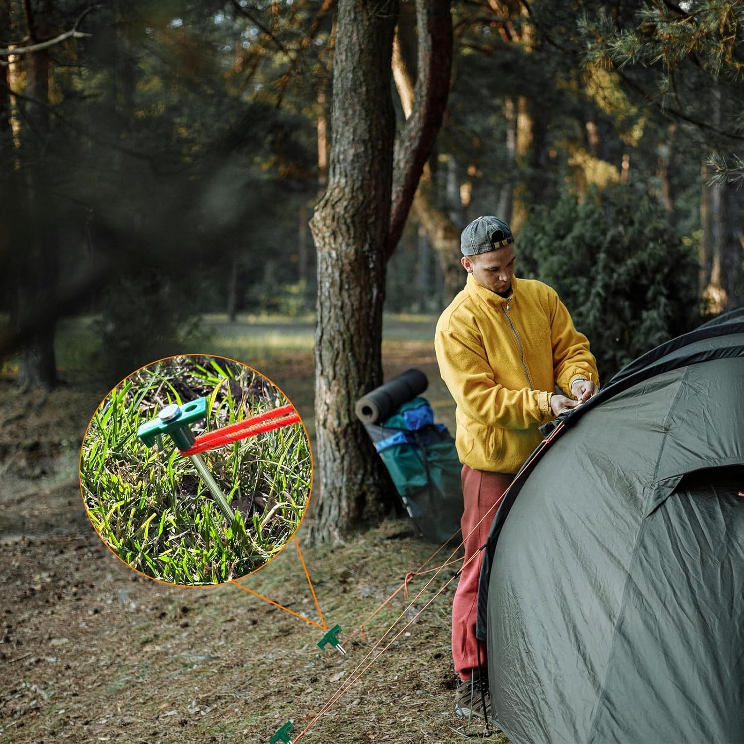 Estacas tienda camping 10" color verde resistentes viento