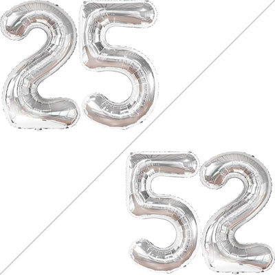 Globos plateados número 25 de 40pulg para cumpleaños y aniversario