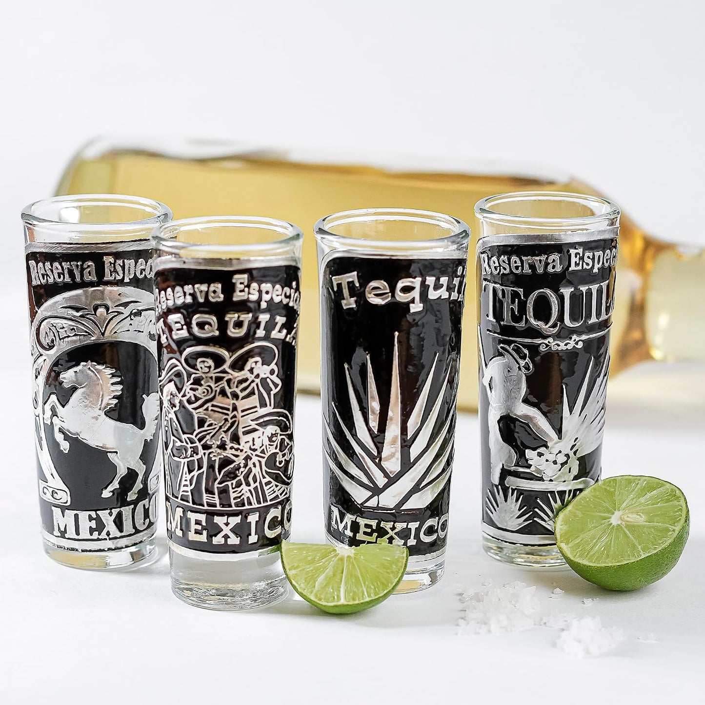 Set 4 chupitos mexicanos aluminio repousse