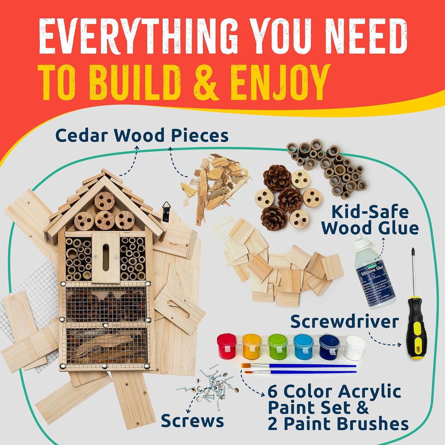 Kit educativo de casas de insectos en madera de cedro