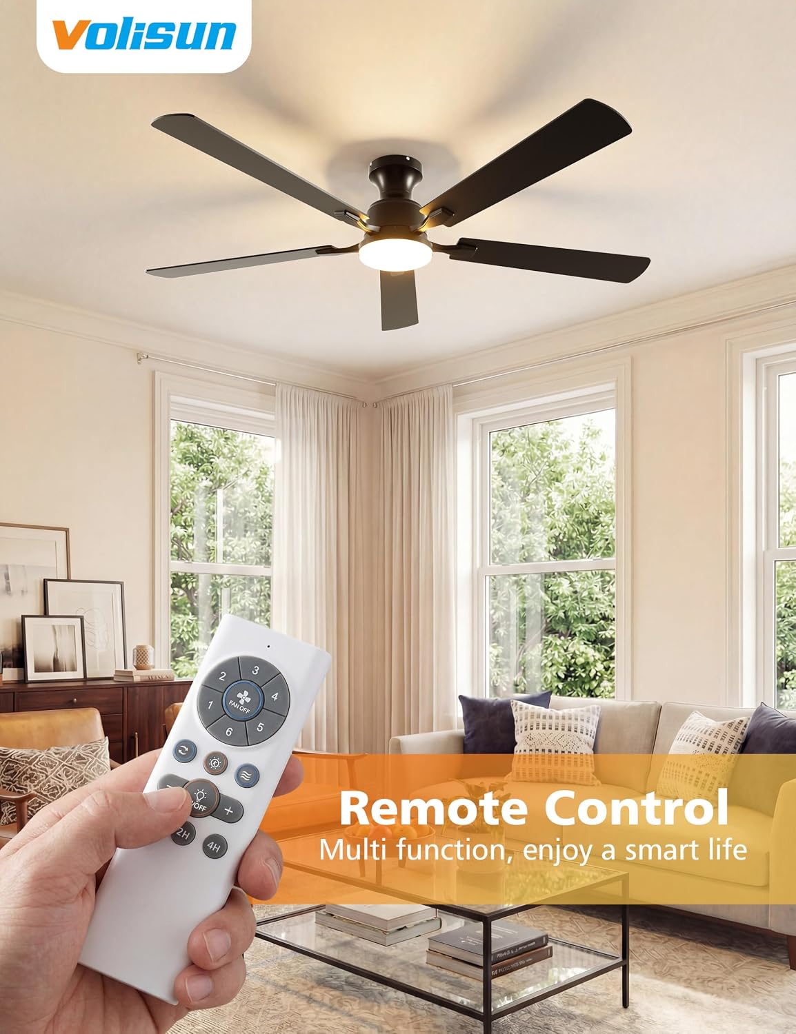 Ventilador techo 60pulg luces LED regulable control remoto