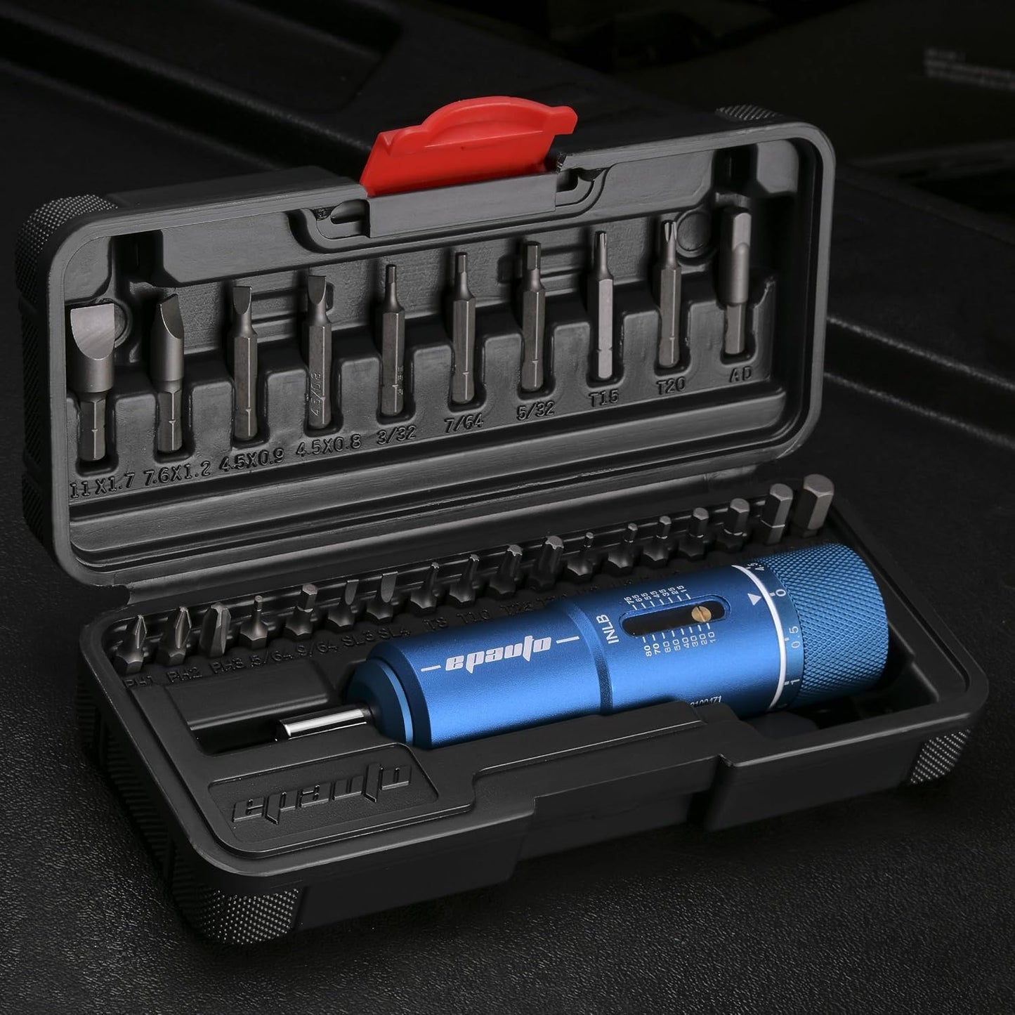 Llave torque manual 10-80in/Lbs 28pzas azul