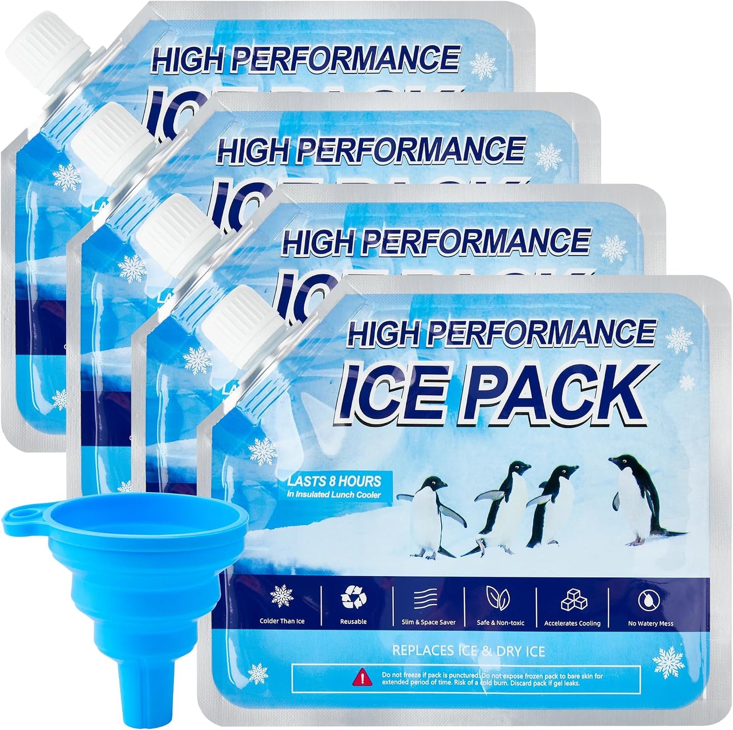 4 Pzas Bolsas Hielo Reutilizables para Cooler y Camping