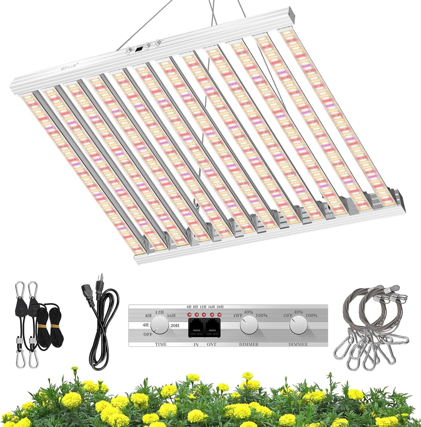 Luz LED cultivo 840W espectro completo 44x44pulg
