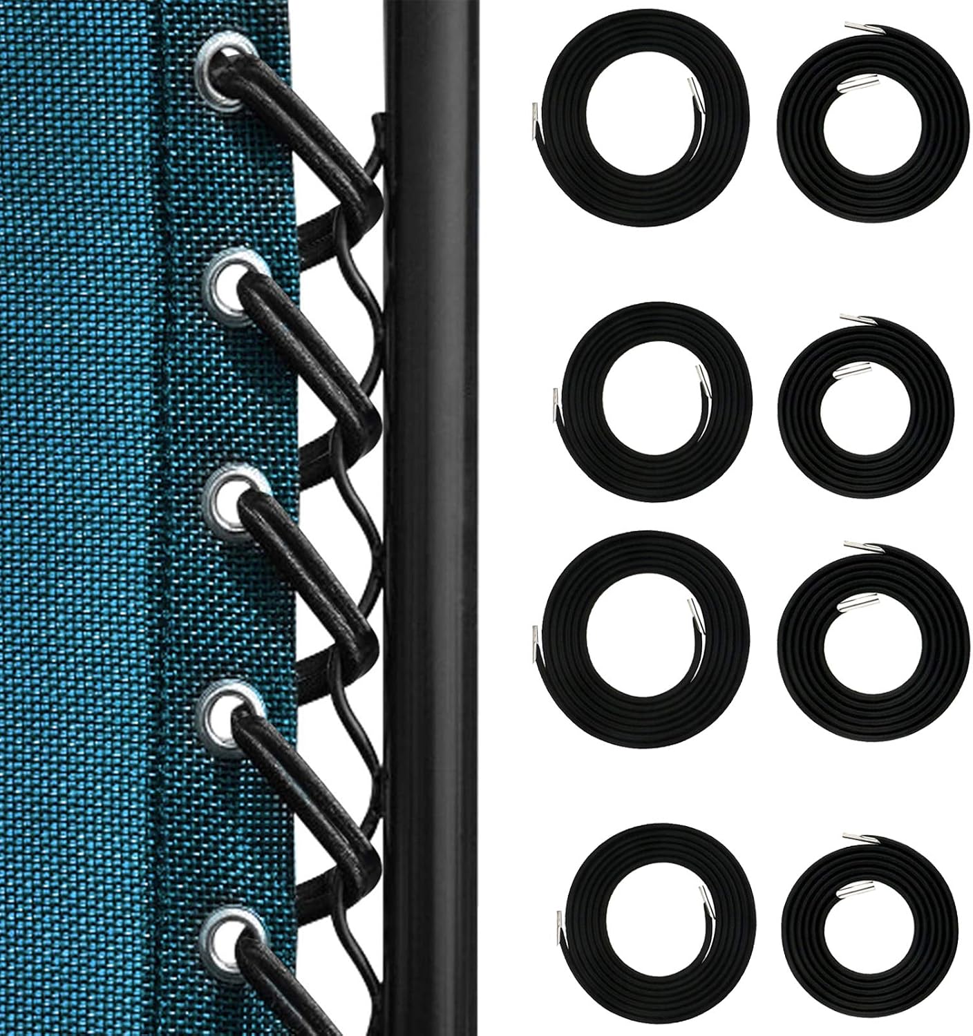 Cables repuesto silla salón negro 8 cordones