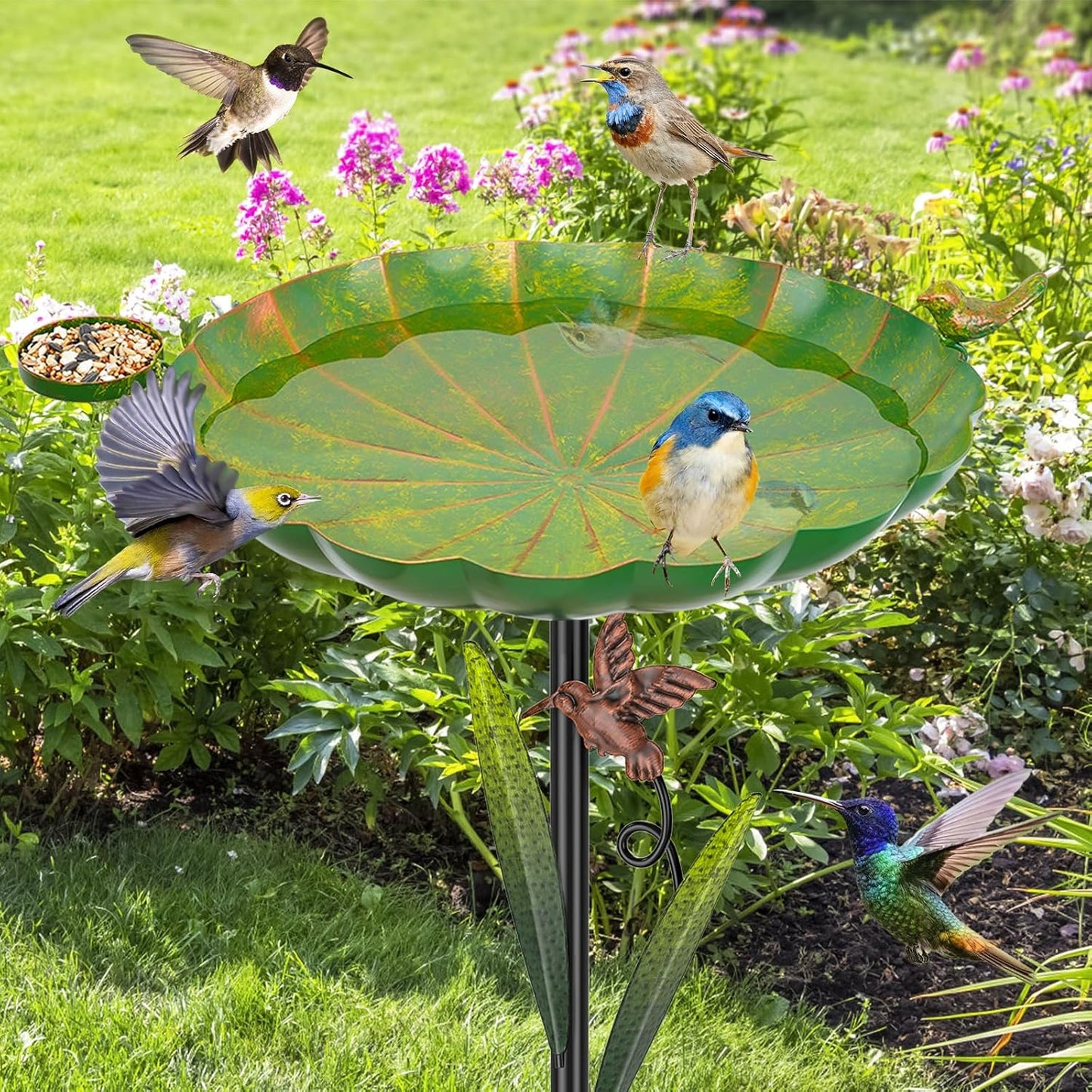 Baño pájaros exterior cuenco 41.5" acero duradero