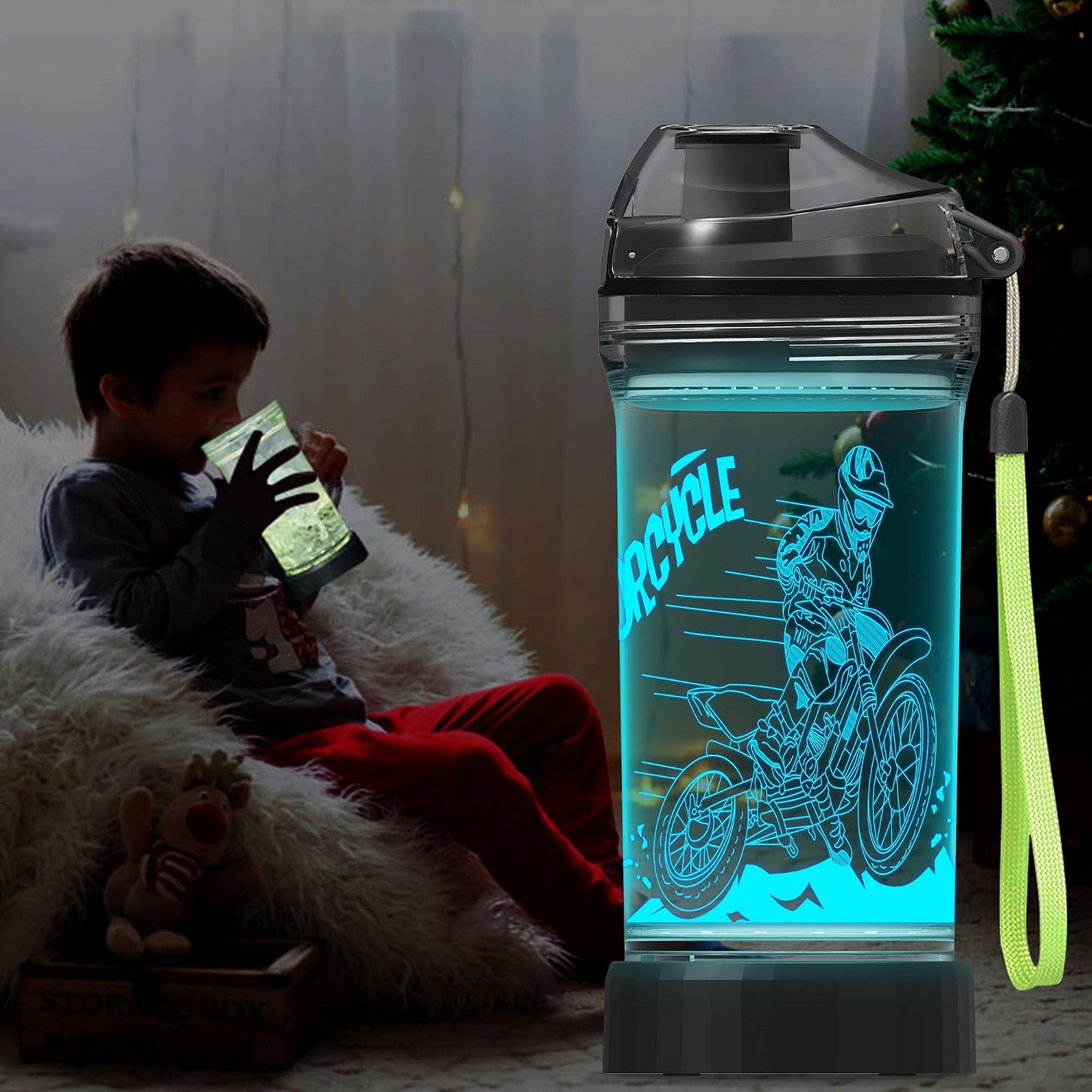 Botella agua 3D con luz LED para niños