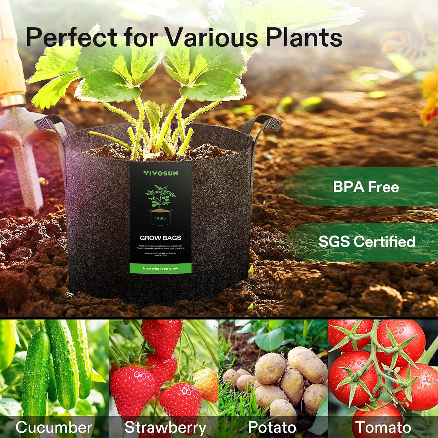 10 Pzas Bolsas Cultivo 1gal Tela Reforzada Negro