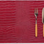 4 Manteles Piel Sintética Antiderrap Rojo 17.8x11.8pulg