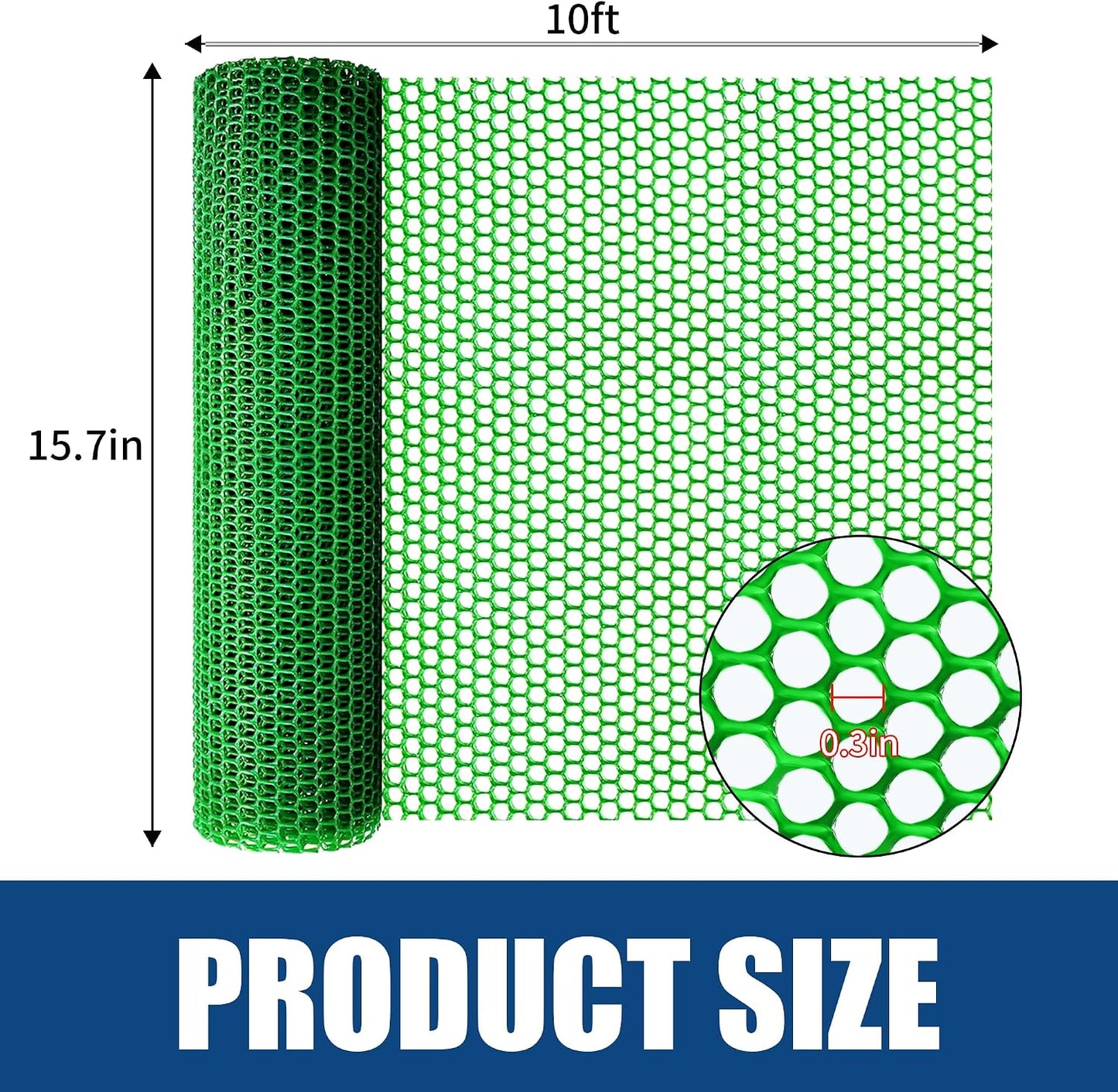 Rollo malla plástica hexagonal 15.7" x10ft jardín