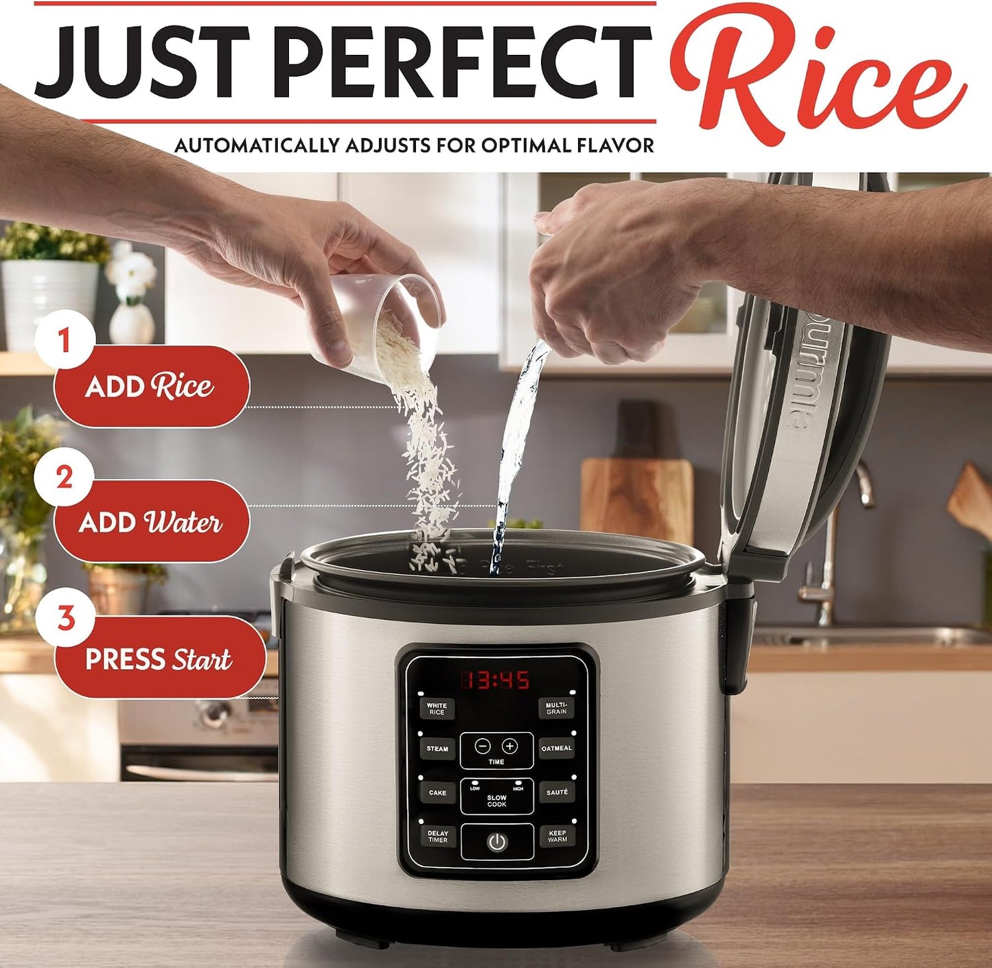 Arrocera 5qt 20 tazas cocidas 6 ajustes cocción