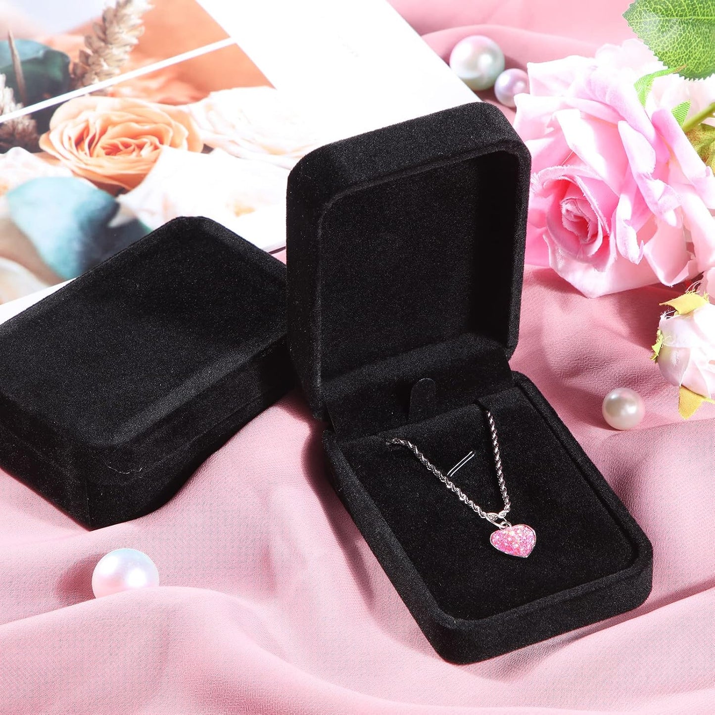 Caja terciopelo para joyas 24 pzas anillos aretes