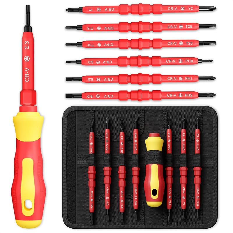 Kit destornilladores 14 puntas magnéticas aisladas