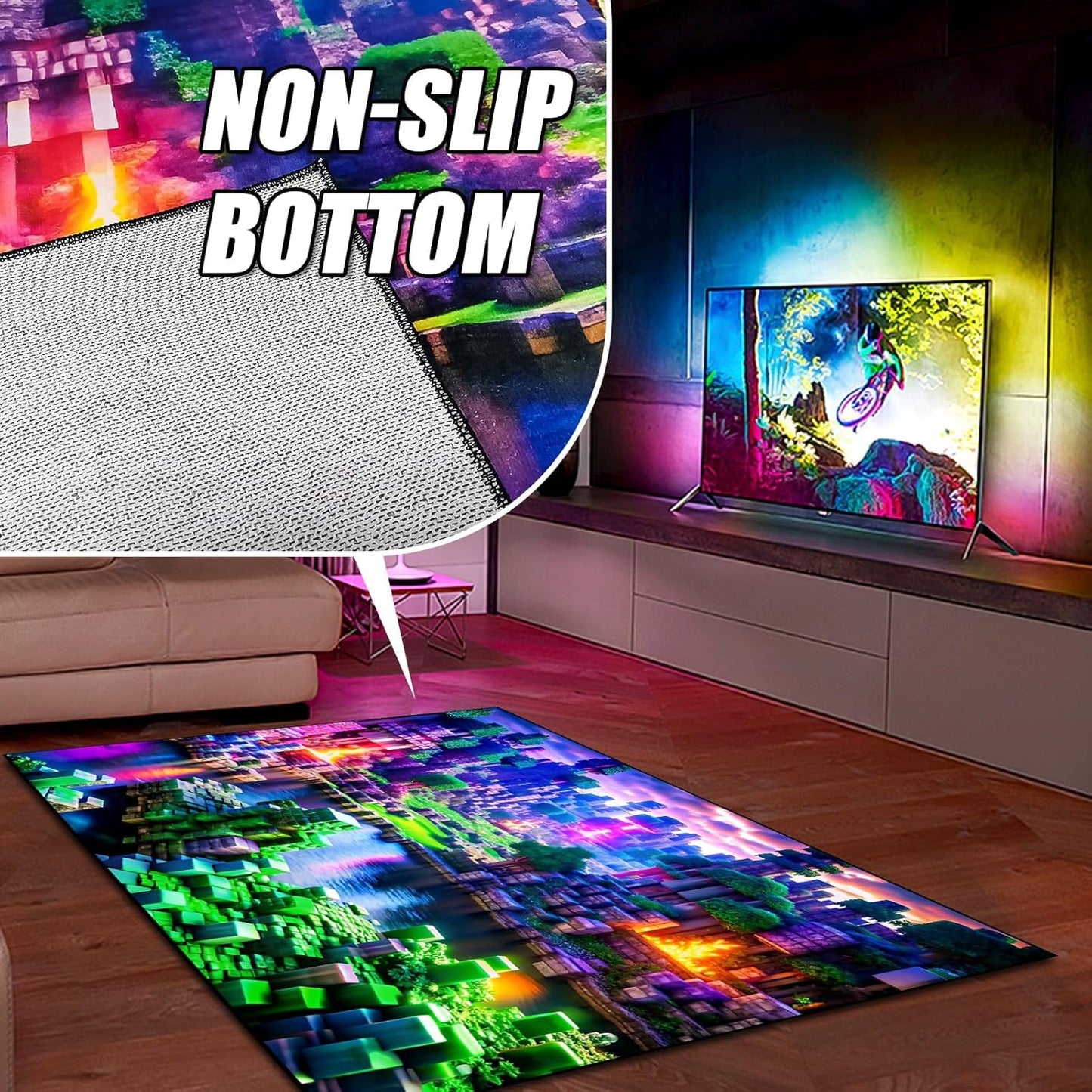 Alfombra bloques cúbicos lavable para niños dormitorio sala