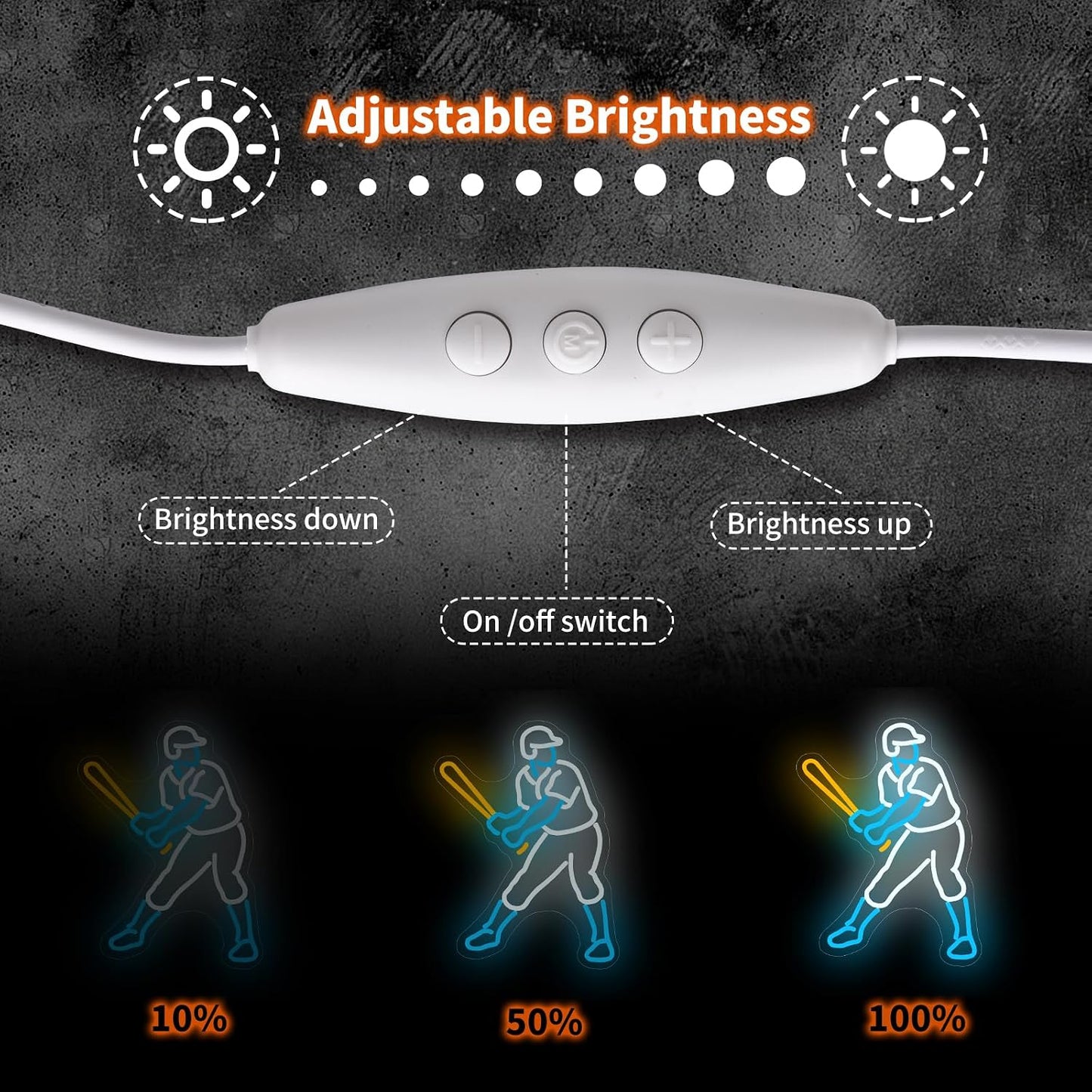 Letrero neón béisbol LED para niños 16.7x13pulg