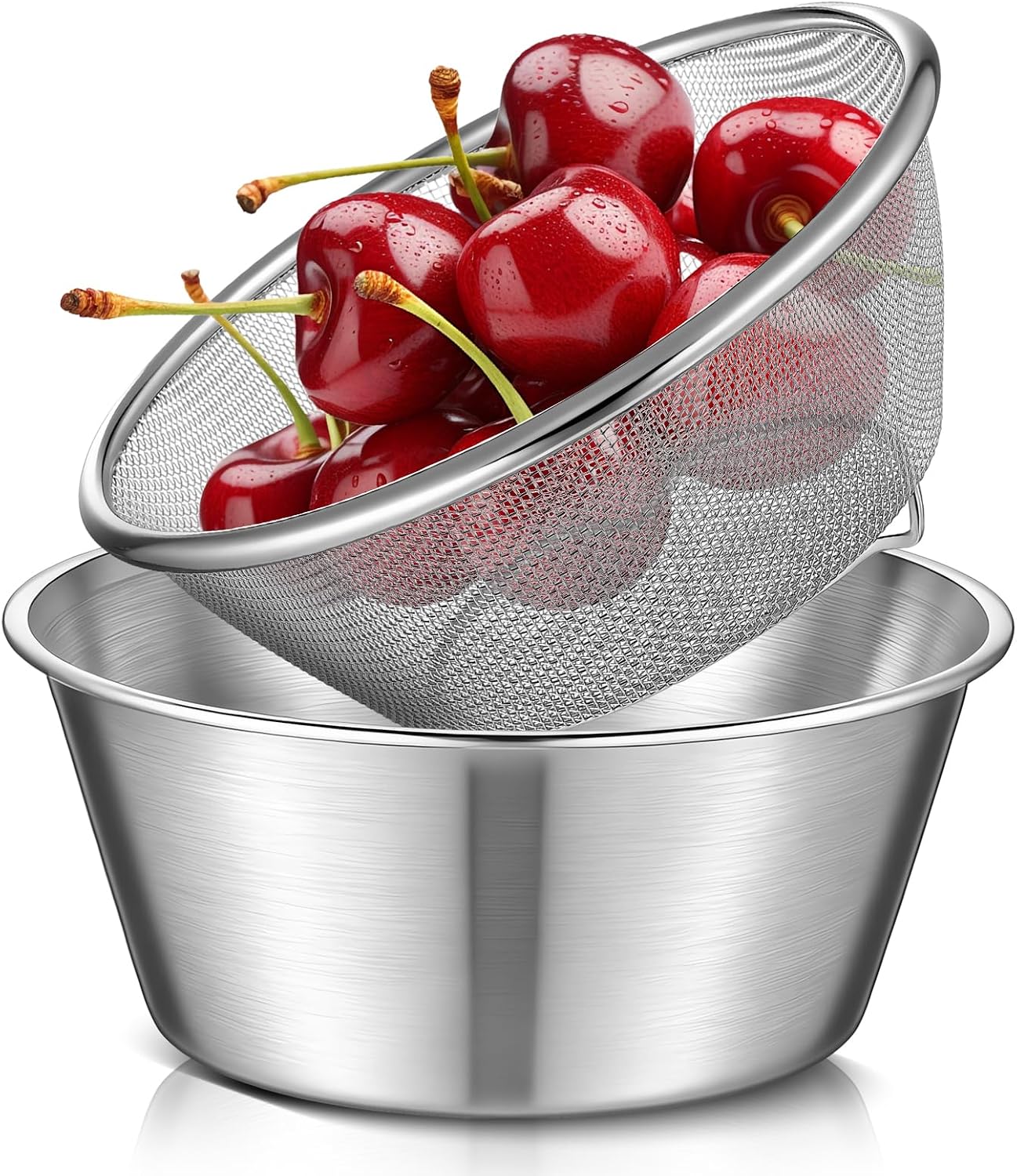 2 Coladores Acero Inox 304 para Cocina y Lavado Frutas Verduras