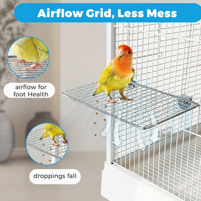 2 Perchas Acero Inox para Pájaros Rejilla Abierta Plataforma Plana