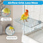 2 Perchas Acero Inox para Pájaros Rejilla Abierta Plataforma Plana