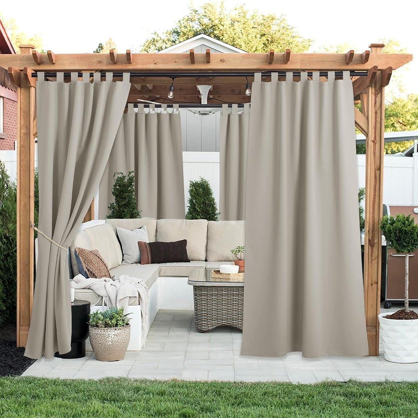 2 Cortinas naturales patio impermeables desmontables