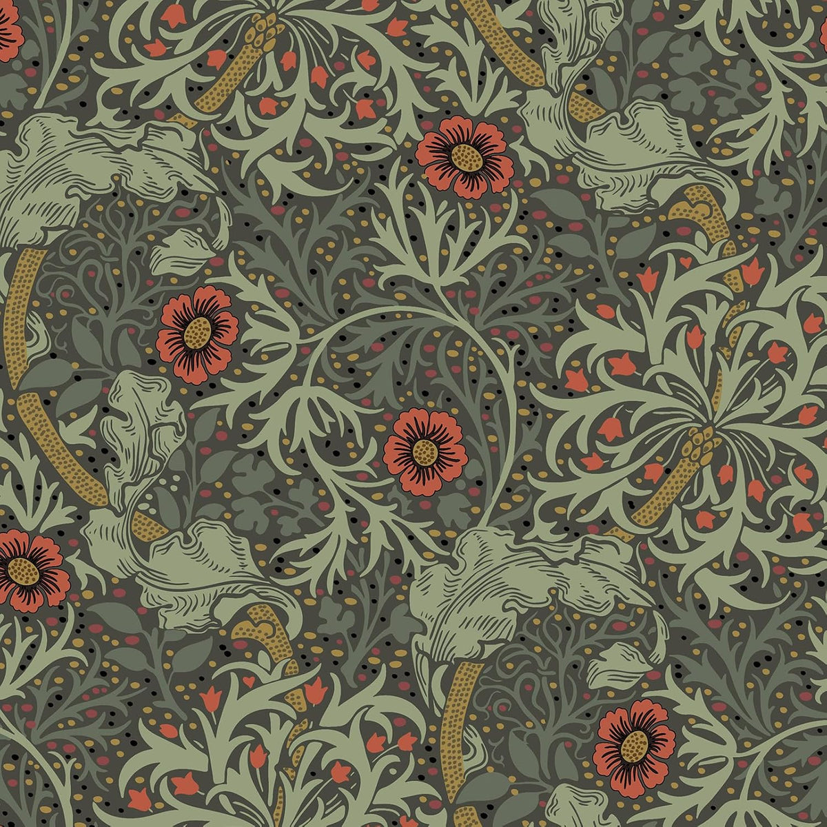 Papel tapiz floral William Morris 17.7x354pulg dormitorio