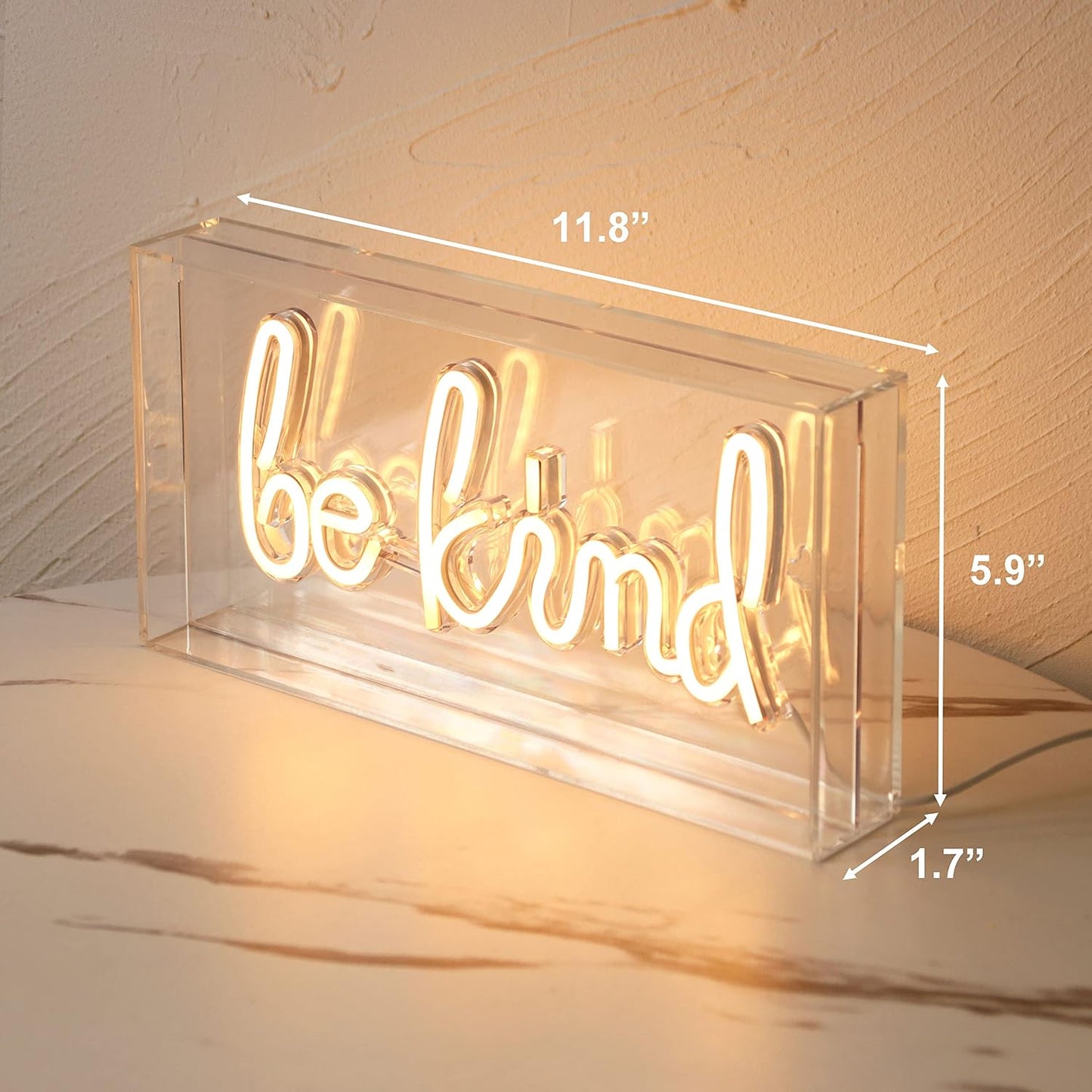 Letrero LED neón Be Kind caja acrílico USB