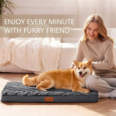 Cama ortopédica perros grandes 42x28pulg impermeable gris