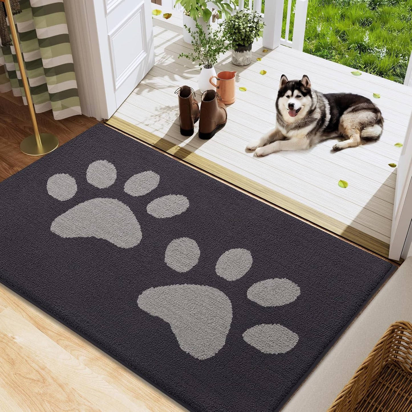 Tapete puerta perro antiderrap absorbente lavable