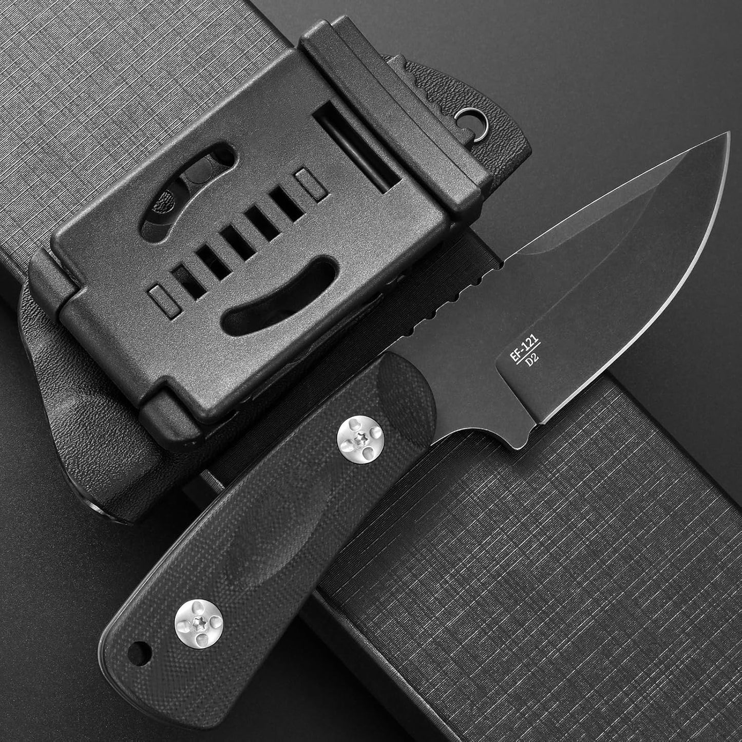 Cuchillo fijo EF121 acero mango G10 funda Kydex camping