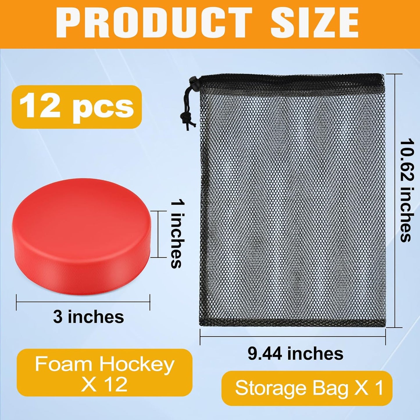 6 Pzas Puck Hockey Foam 3pulg con Bolsa Malla para Adultos
