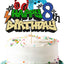 Decoración pastel videojuegos 8vo cumpleaños purpurina