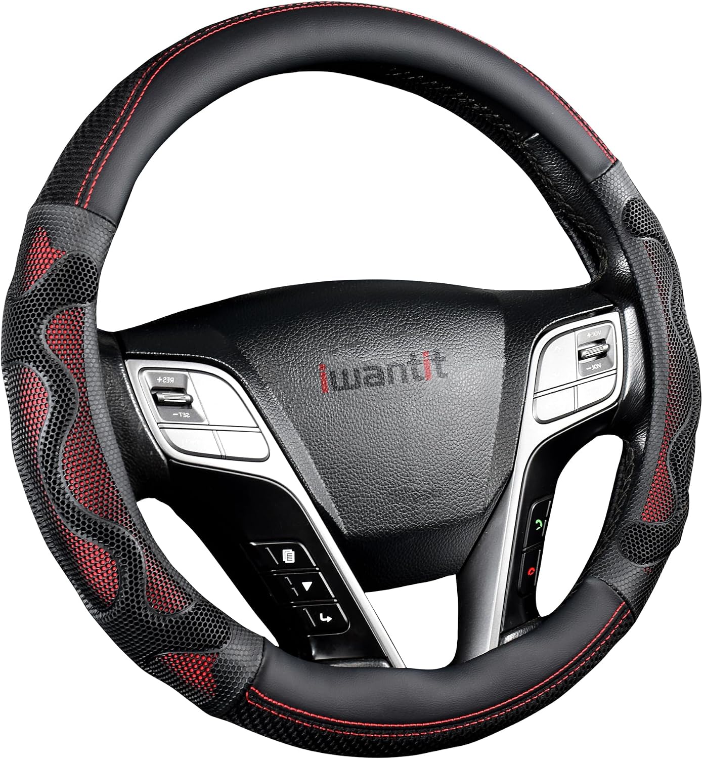 Funda volante 3D antiderrap 14.5-15" rojo/negro