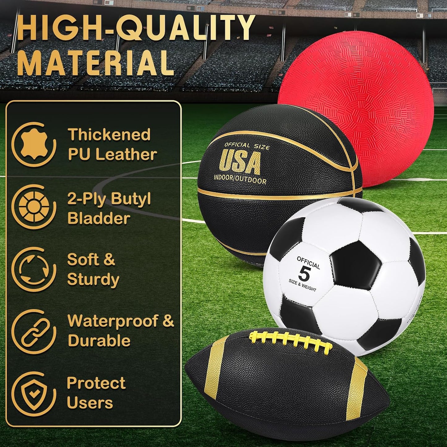 Set 8 pelotas deportivas oficiales con bolsas y bombas