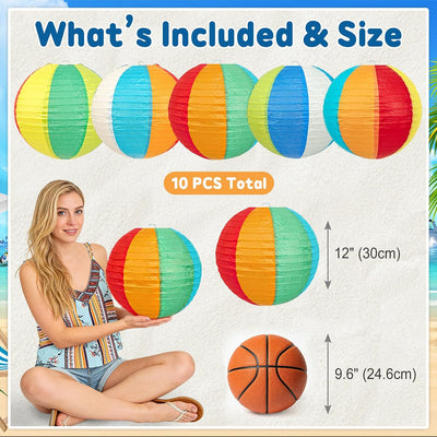 Linternas papel bola playa 10uds 12pulg decoración fiesta piscina
